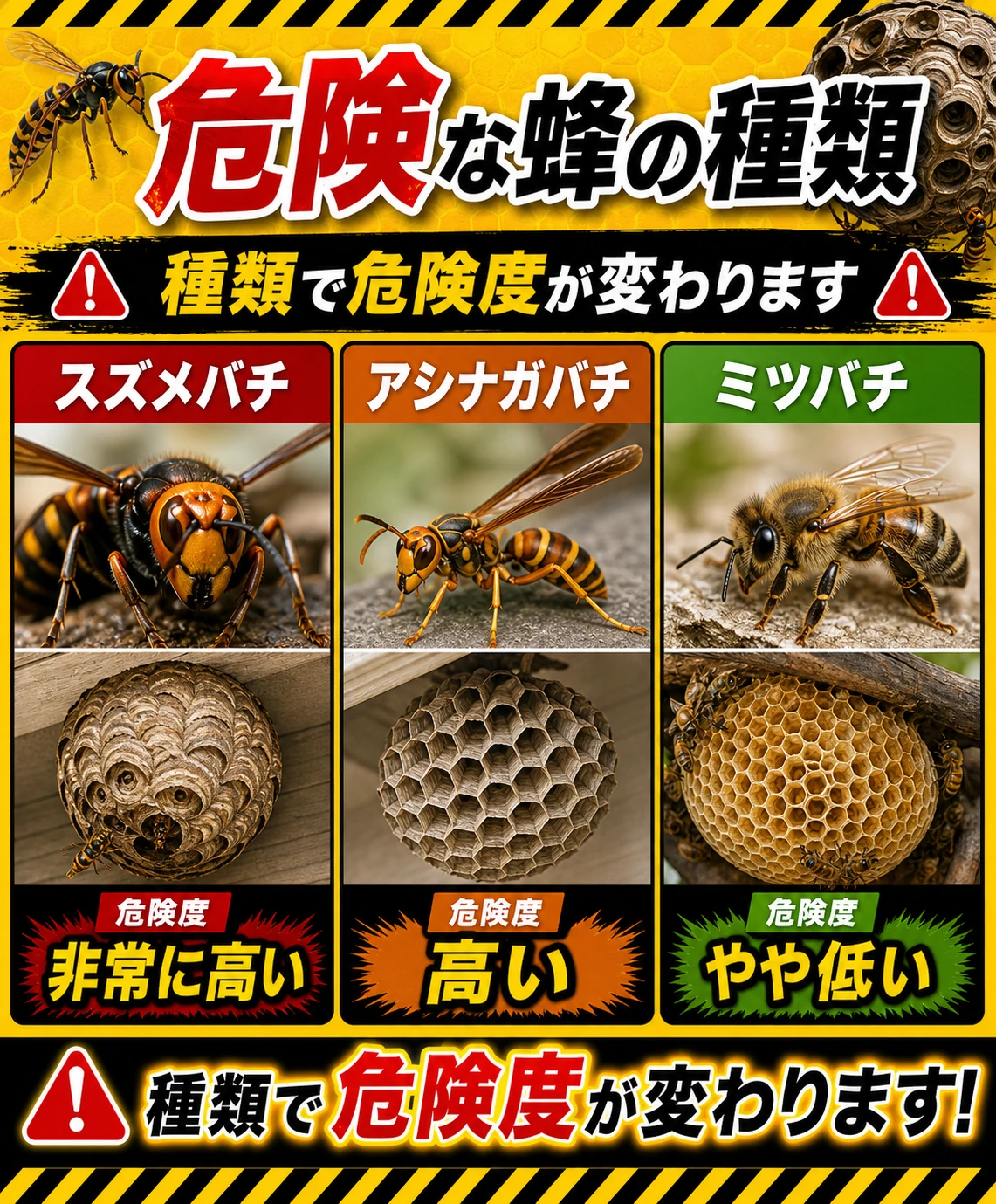危険な蜂の種類と特徴